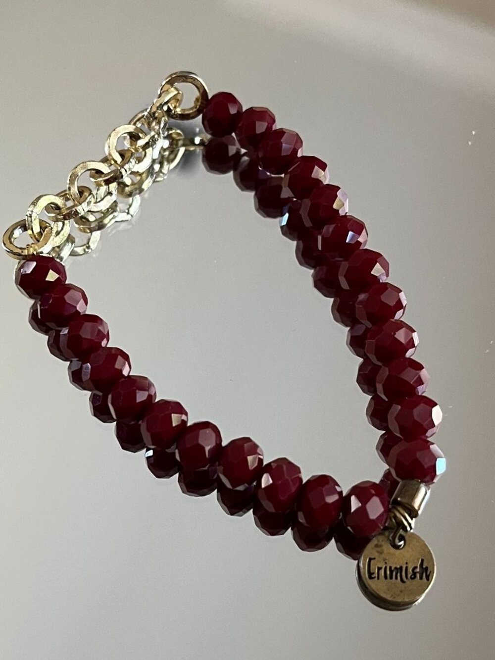 Erimish Cranberry Faceted Beaded Stackable Bracelet